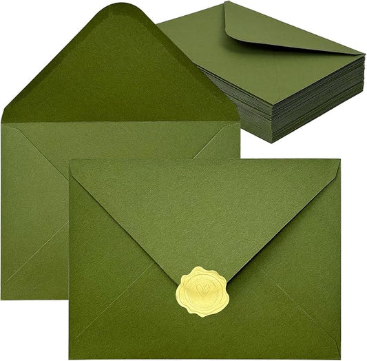 YINUOYOUJIA 50 PCS Olive Green Specialty Paper Envelopes A7, 5 x 7 Envelopes by YINUOYOUJIA