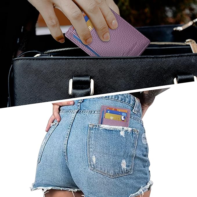 Travelambo Front Pocket Minimalist Leather Slim Wallet RFID Blocking Medium Size - Image 5