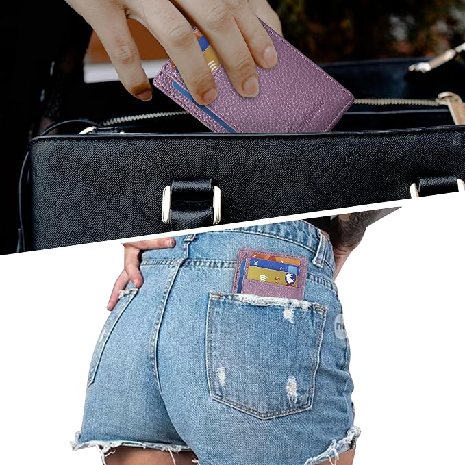 Travelambo Slim Wallet Front Pocket Minimalist Leather RFID Blocking Medium Size - Image 6
