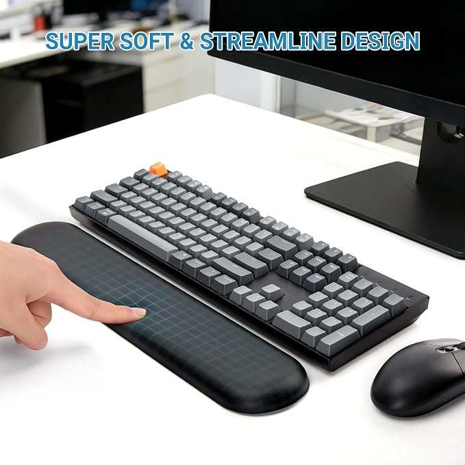 PU Leather Keyboard Wrist Rest, Ergonomic Memory Foam Wrist Support - Image 6