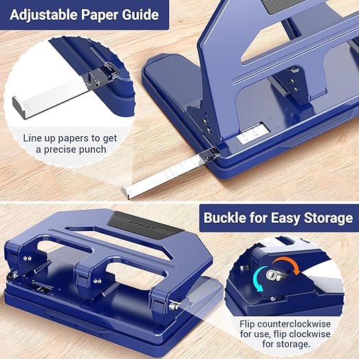 AFMAT 3 Hole Punch Heavy Duty, 40-Sheet Three Hole Puncher - Image 5