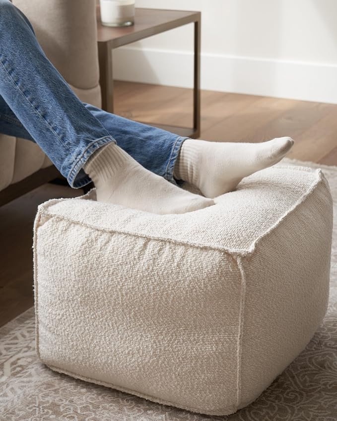 ZICOTO Beautiful Boucle Pouf Ottoman and Foot Rest by ZICOTO