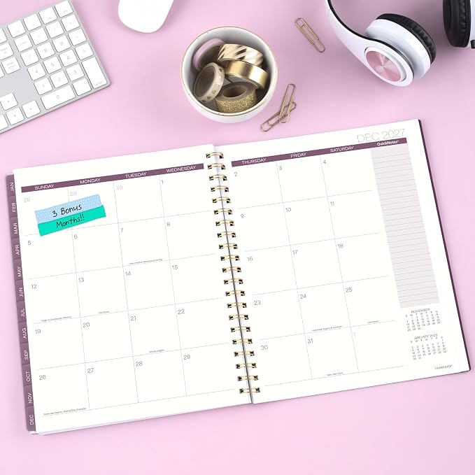 Mead Cambridge 2027 Planner, Weekly & Monthly, 8.5" x 11", Blush Blossom - Image 3