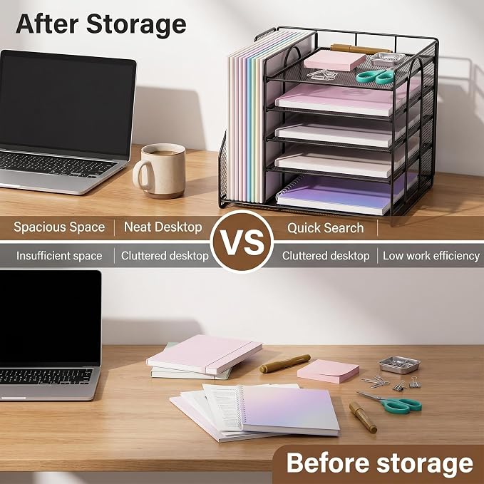 OPNICE 5-Tier Desktop File Paper Organizer, Desk Organizers and Accessories - Image 3