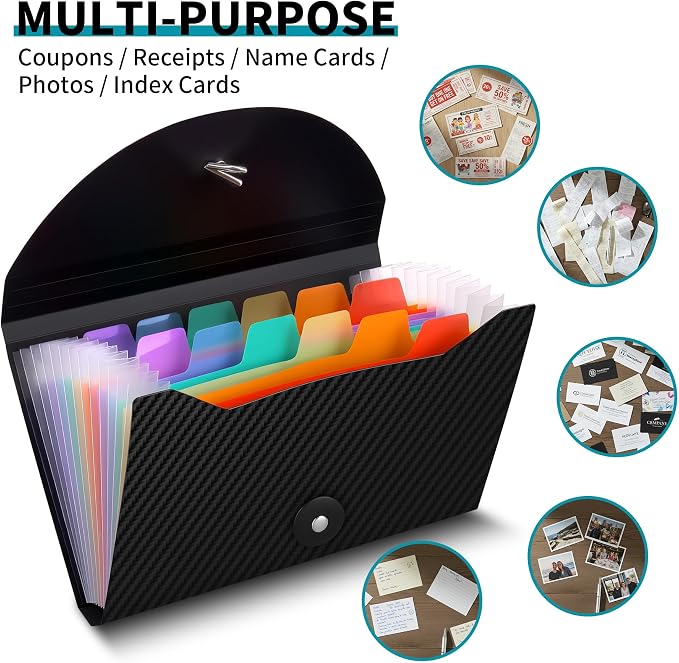 13 Pockets Receipt Coupon Organizer, 7X 4.5 Inches Small Accordion File - Image 4
