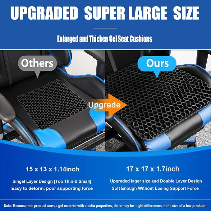 Gel Wheelchair Seat Cushion for Long Sitting, Extra Large & Thick Seat Cushion - Image 2