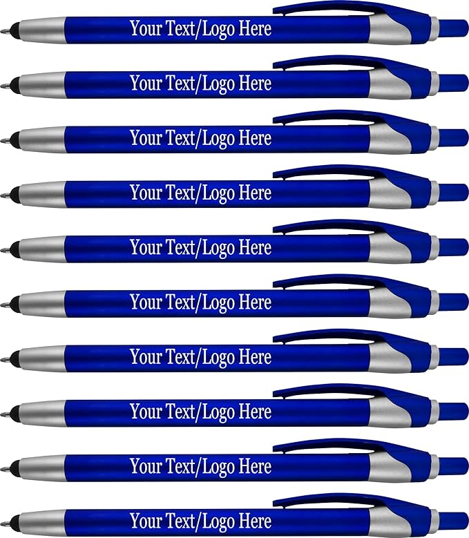 Personalized With your Custom Logo or Text Pens-Pack of 450- for Marketing, Parties, and Events, 2 in 1 Capacitive Stylus & Ballpoint Pen Compatible With Touchscreen Devices, Blue Ink, Blue Pens-DeskLoop Office