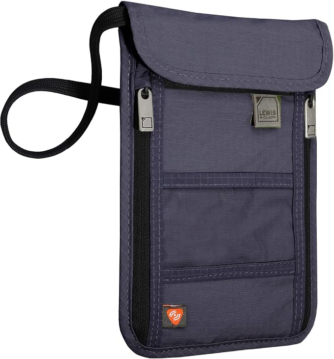 Lewis N. Clark RFID Blocking Stash Neck Wallet, Travel Pouch + Passport Holder by LewisNClark