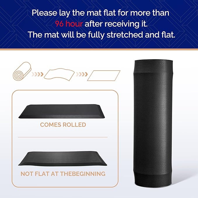 FEATOL Anti Fatigue Mat for Kitchen Floor, 9/10 Inch Thick Anti Fatigue Cushioned Floor Mat, Comfort Memory Foam Standing Padded for Sink, Kitchen, Home (Black, 24x70x9/10-Inch)-DeskLoop Office