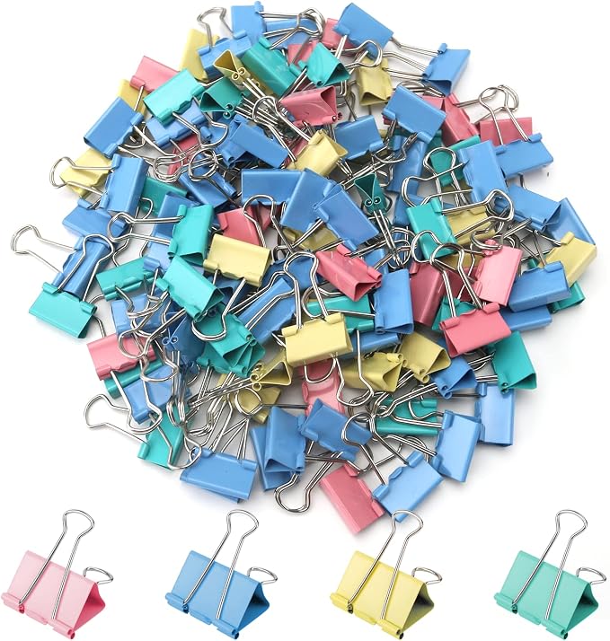 120 Pack Binder Clips 0.75 Inch, Small Paper Clamps, School and Business by OWLKELA