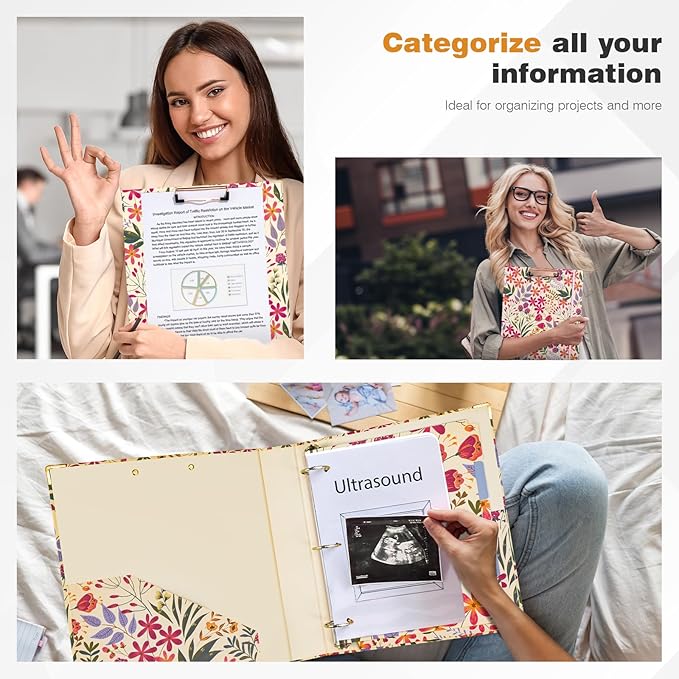 Ospelelf 3 Ring Binder, 1.5 Inch, Cute Floral Binder - Image 4
