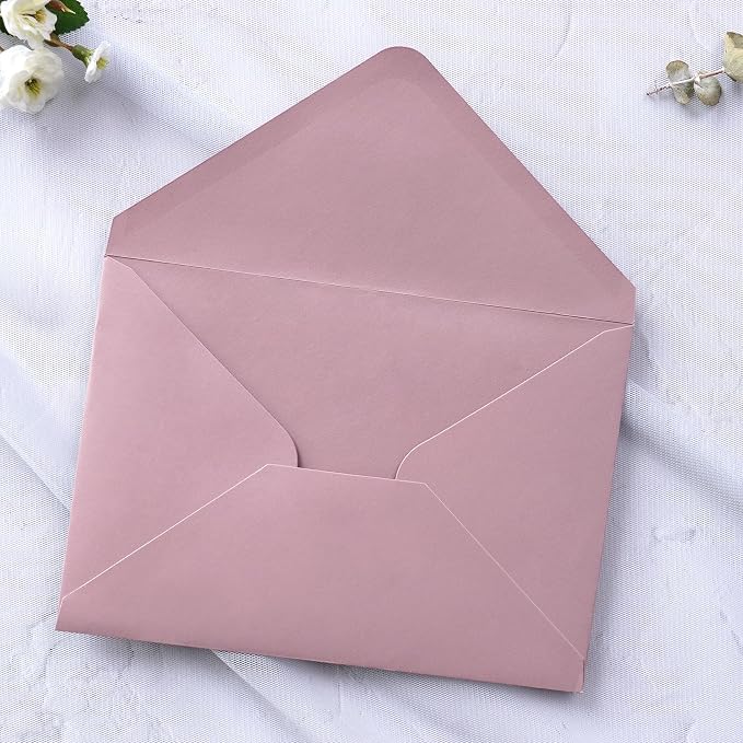 PONATIA 50 PCS/Pack A7 Envelopes, 5.25 x 7.25'' Matte Dusty Rose Envelope - Image 8