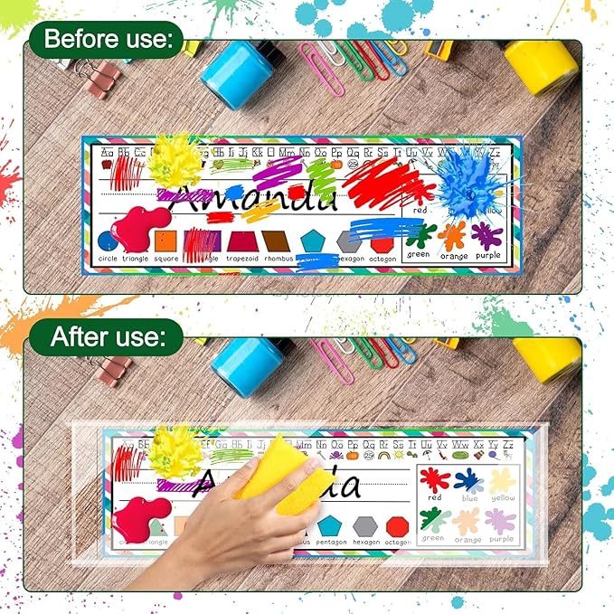 Meetory 40 PCS Upgraded Nameplate Pocket, Self Adhesive Desk Nameplates Name - Image 5