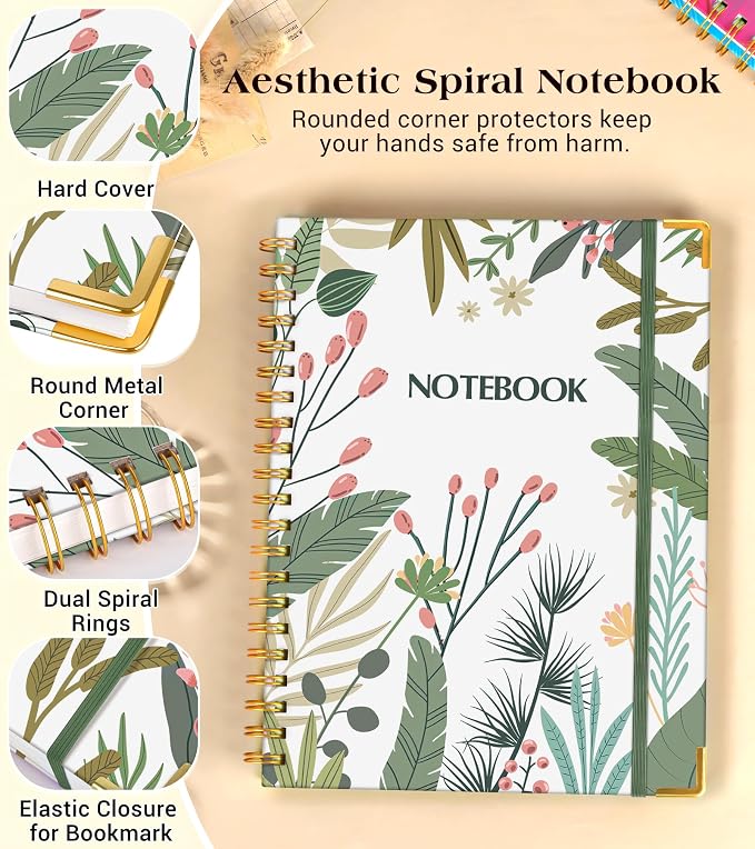 Lined Spiral Notebook Journal for Women, 150 Pages Aesthetic Notebooks 5.75” x - Image 2