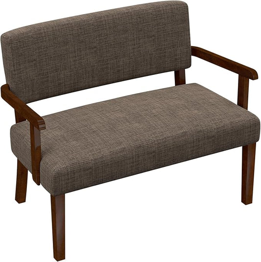 Accent Chair 2 Seat, Arm Chairs with Soft Seat and Armrests for Living Room, Love seat for Dining, Reading, and Waiting Rooms (Brown)-DeskLoop Office