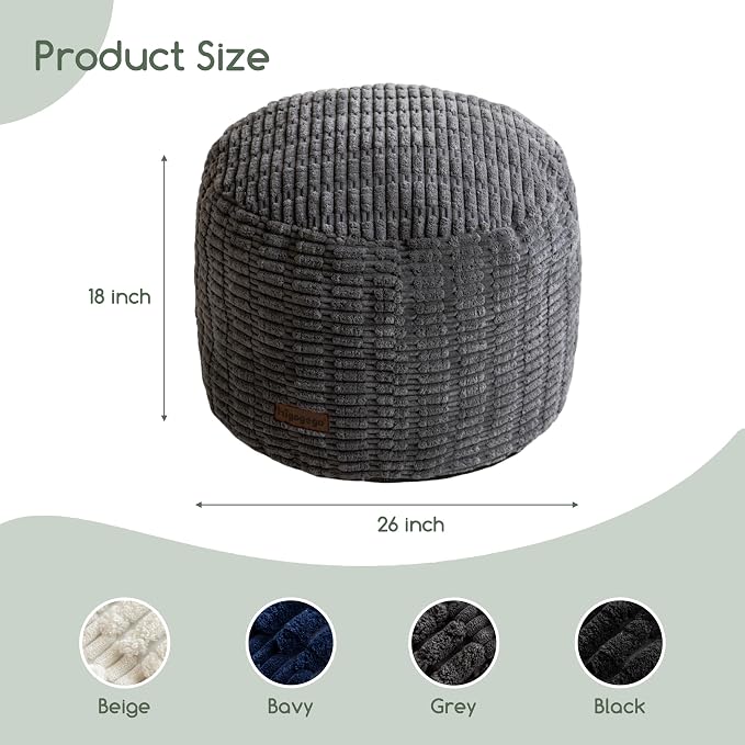 HIGOGOGO Pouf Ottoman Stuffed Round Modern Foam Filled Foot Rest Poufs - Image 2