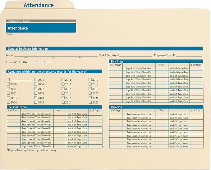 ComplyRight Attendance Folders, Document Filing Folder by ComplyRight