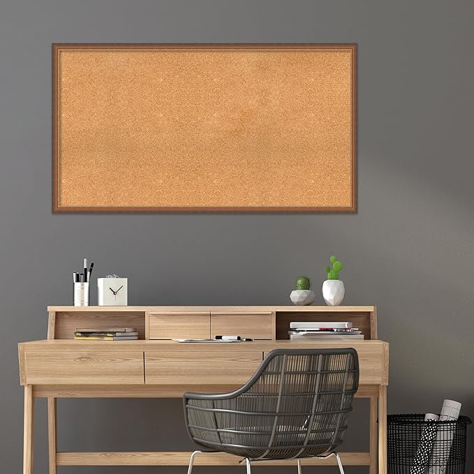 Amanti Art Natural Cork Board for Wall, 30x54 Vision Board with Bronze Frame, Oversize Corkboard Office Decor for Home Organization, Modern Corkboard Pinboard to Display Items for Home Organization-DeskLoop Office