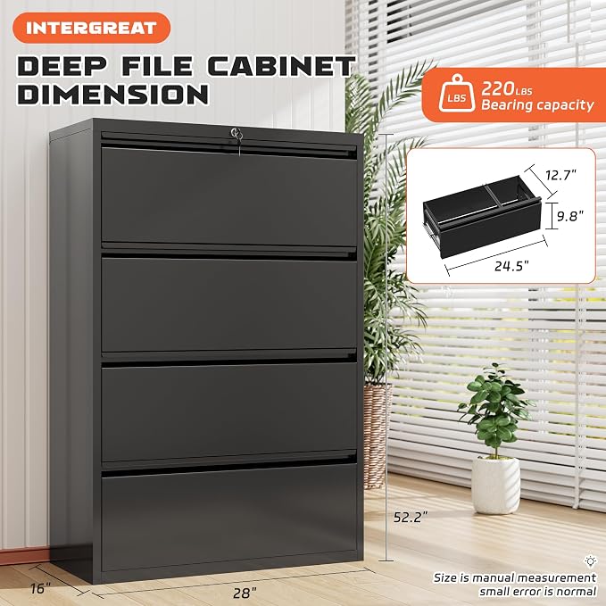 INTERGREAT 4 Drawer File Cabinet, Lateral File Cabinet - Image 4