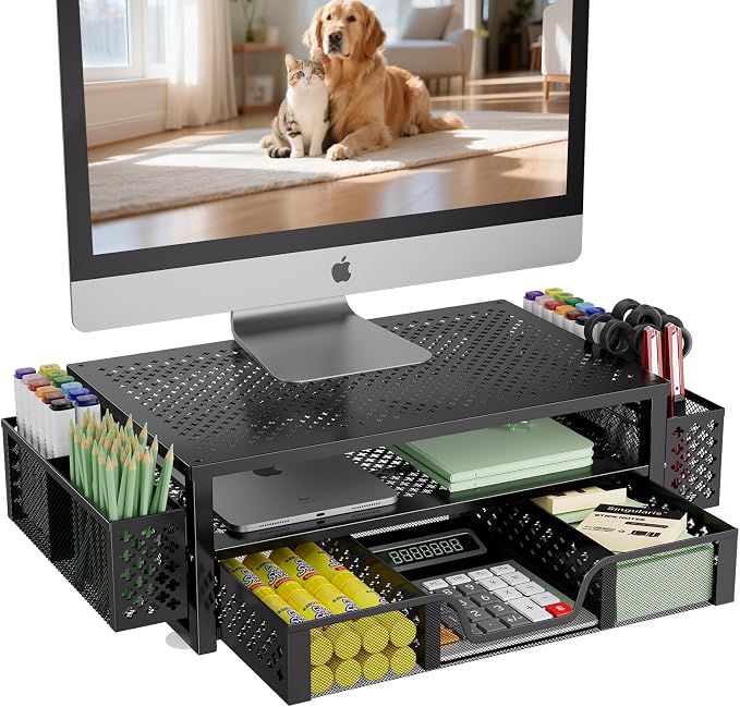 Simple Trending Desk Organizer and Accessories, 2 Tier Computer Metal Monitor by SimpleTrending