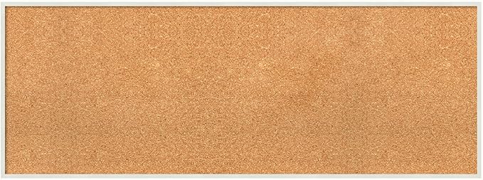 Amanti Art Natural Cork Board for Wall, 17x45 Vision Board with White Frame, Oversize Corkboard Office Decor for Home Organization, Modern Corkboard Pinboard to Display Items for Home Organization in-DeskLoop Office