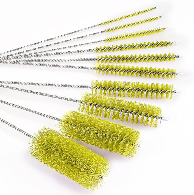 CiaraQ Bottle Cleaning Brushes, 8 Inch Nylon Tube Brush Set | Yellow Cleaner - Image 6