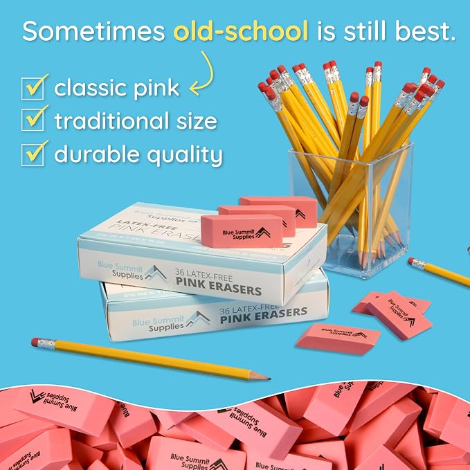 Blue Summit Supplies 600 Pack Pink Erasers Bulk, and Classroom - Image 5