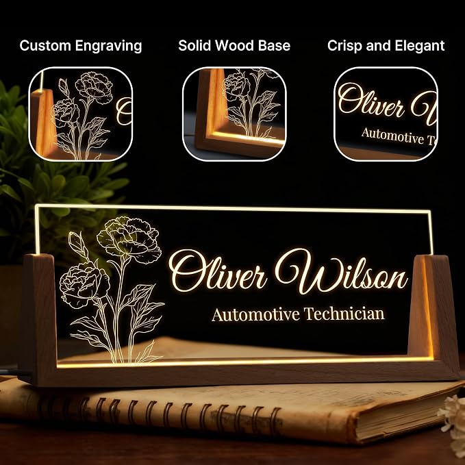 Custom Light Up Name Plate for Desk, Personalized LED Acrylic Name Sign - Image 3