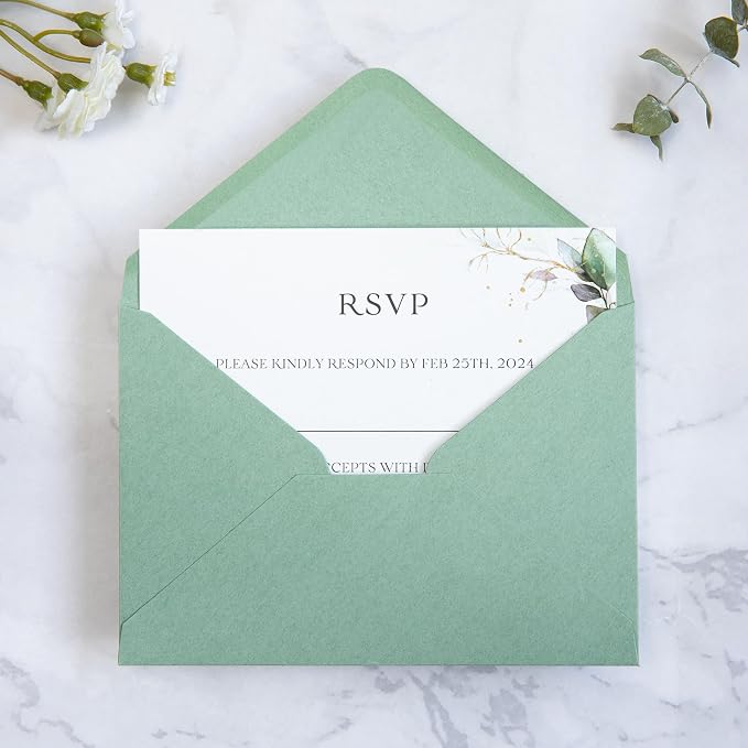 PONATIA 50 Pack A1 Envelopes, 3.63 x 5.2'' Sage Green Envelopes Perfect - Image 3