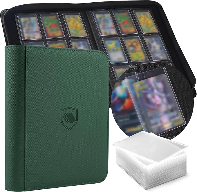 Toploader Binder, Holds 360 Toploaders, 100 Toploaders INCLUDED, 9-Pocket PU by Pemocyny