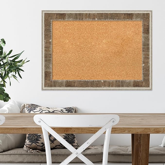 Amanti Art Natural Cork Board for Wall, 21x29 Vision Board with Brown Wood Frame, Medium Corkboard Office Decor for Home Organization, Country Rustic Corkboard Pinboard to Display Items for Home-DeskLoop Office