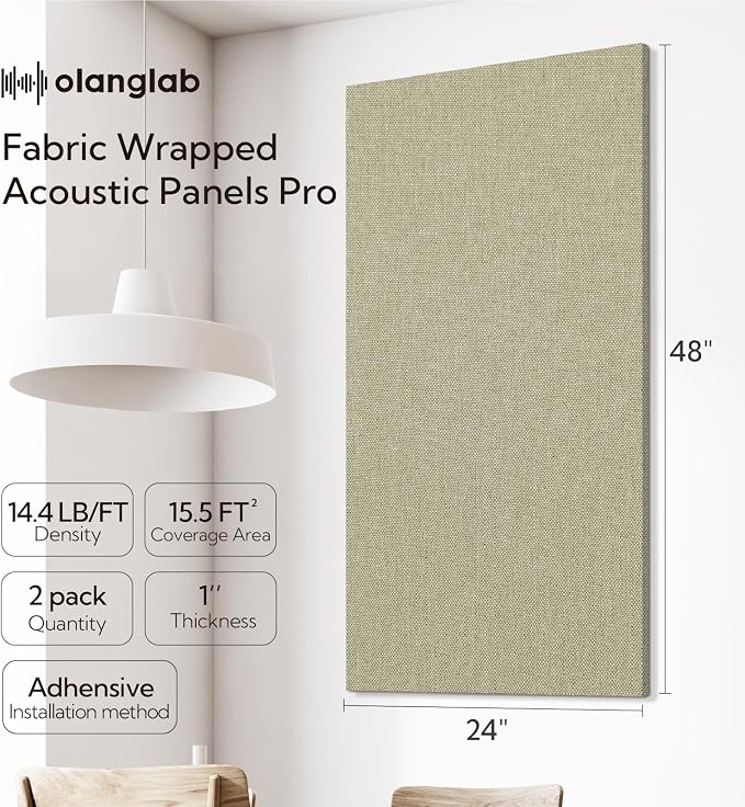 Olanglab Acoustic Panels 2 Pack, Fabric Wrapped Sound Proof Foam Panels - Image 2