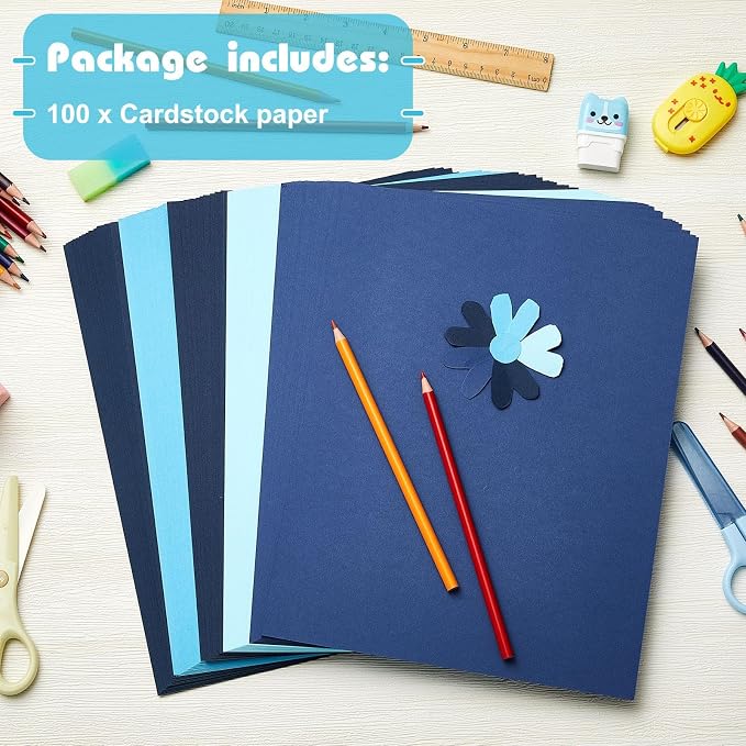 Sinmoe 100 Sheets 5 Shades Cardstock Paper 8.5 x 11 Inches 180gsm Solid Core - Image 3