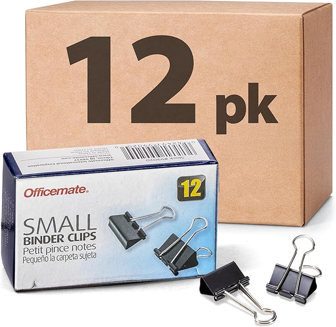 Officemate Small Binder Clips, 12 Boxes of 1 Dozen Each by Officemate