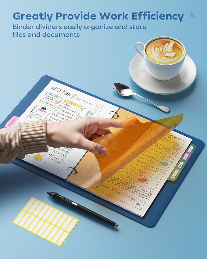 16 PCS 8 Tab Binder Dividers for 3 Ring Binder, Write & Erase Reusable - Image 6
