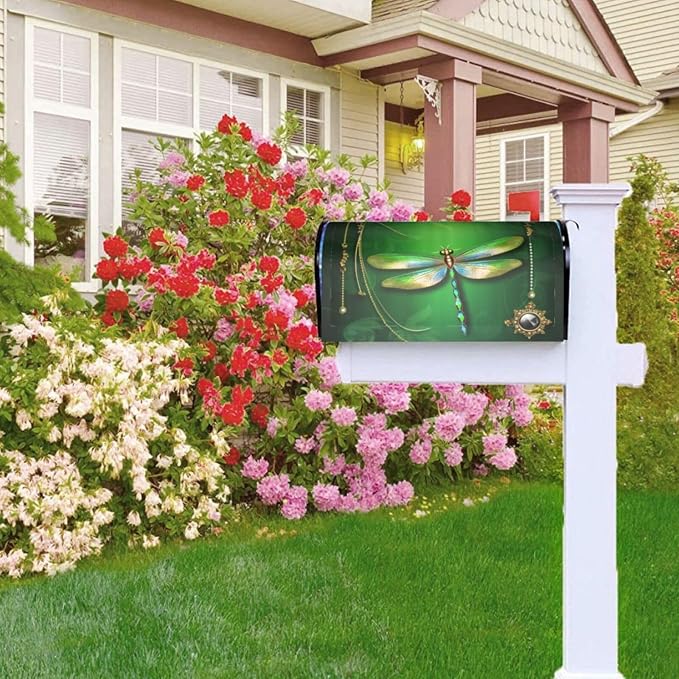 Green Dragonfly Welcome Magnetic Mailbox Cover, Mailbox Wrap Decorative - Image 8