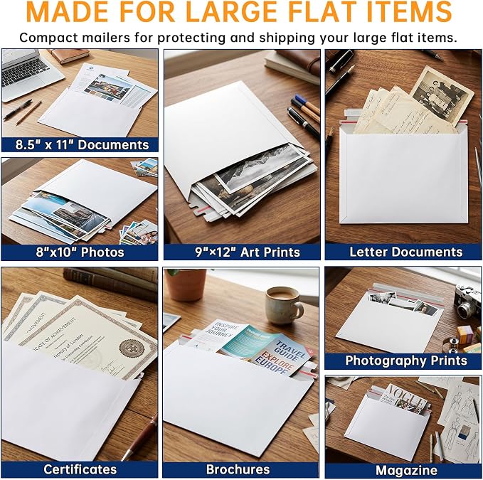 100 Pack 13.5 x 10 Inch Rigid Mailers, Art Prints, Certificates, Small Business - Image 7