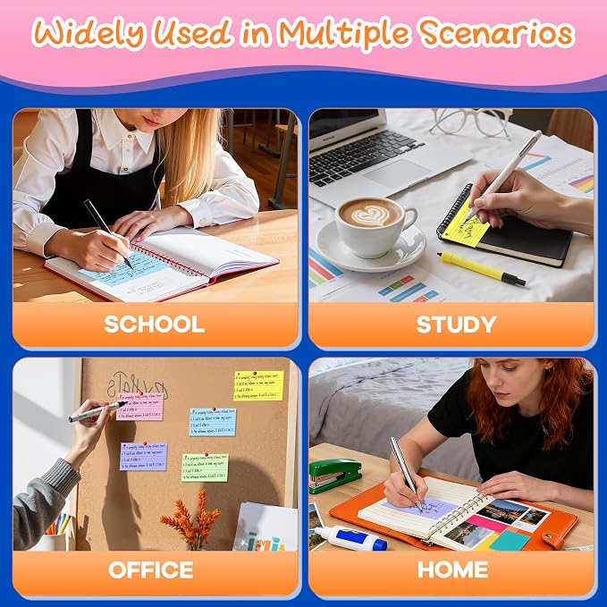 300 Count 3x5 Index Cards with Key Ring, 6 Colored Flash Cards Double-Sided - Image 7