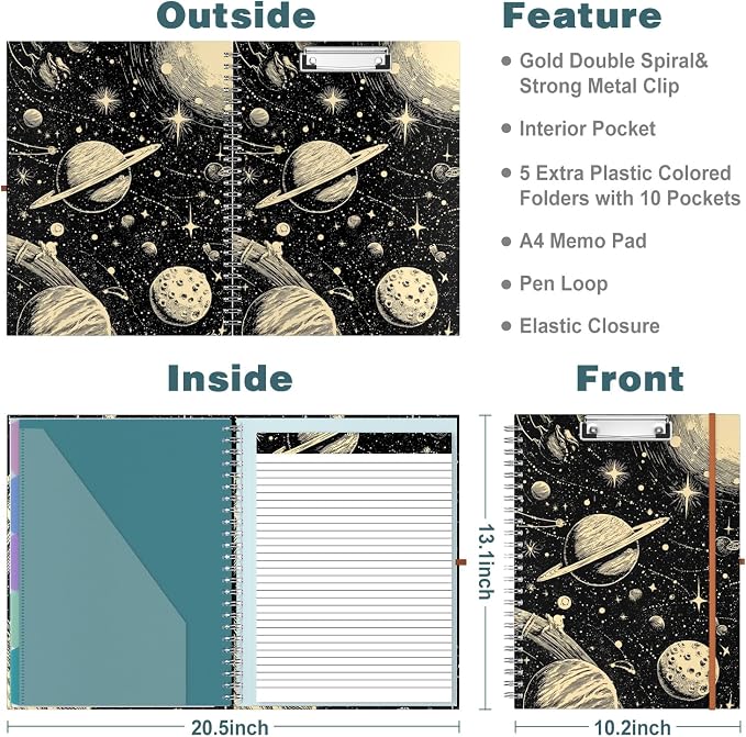 Hongri Clipboard Folio with Refillable Lined Notepad, 8.5 x 11 Folders with - Image 3