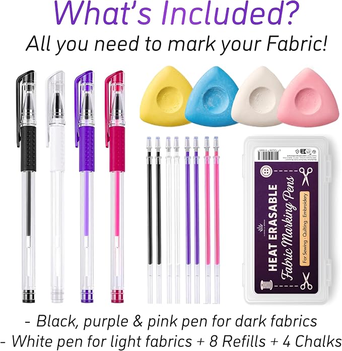 Lange & König 4x Tailors Chalk + Heat Erasable Fabric Marking Pens - Image 7