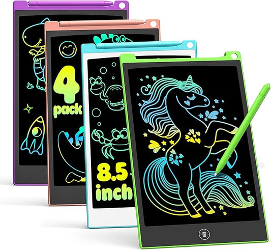 TECJOE 4 Pack LCD Writing Tablet, 8.5 Inch Colorful Drawing Board, Kids Travel by TECJOE