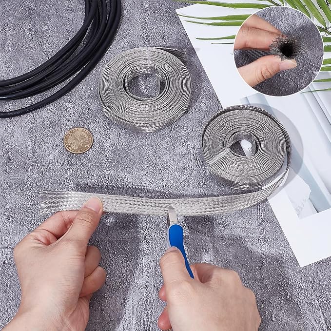 UNICRAFTALE 3/5 inch Wide Braided Sleeving Braid Stainless Steel Cable Wire - Image 4