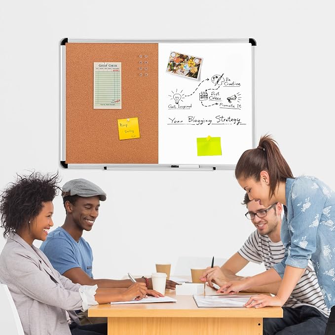 Amazon Basics Magnetic Dry Erase Whiteboard & Cork Board Combo, Wall Mounted - Image 8