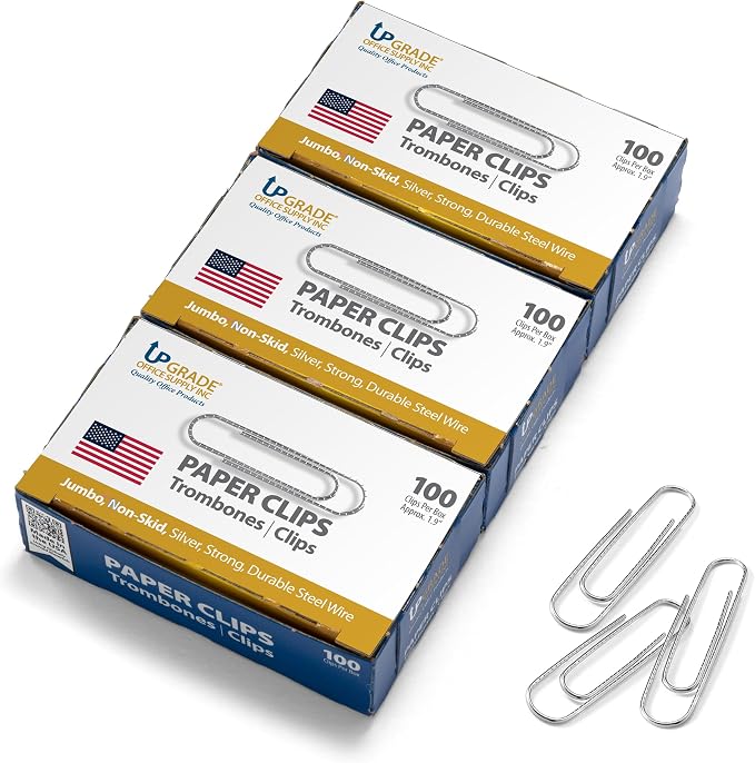 Upgrade Office Supply Jumbo Paper Clips, 3 Boxes of 100, Made in USA by UpgradeOfficeSupply