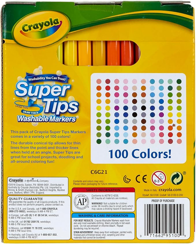 Crayola Super Tips Marker Set, Fine Point Washable Markers, Teacher Must Haves - Image 5