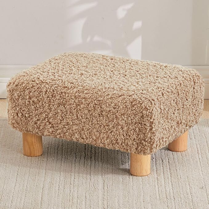 Small Foot Stool Ottoman, Sherpa Footstool Ottoman Foot Rest by FIMIVIBI