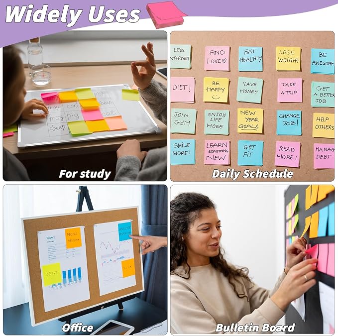 60 PCS Sticky Notes Bulk 3x3 Inch Colorful Sticky Notes 75 Sheets/Pad 12 Colors - Image 7