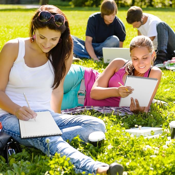 6 Pcs Legal Pad Top Spiral Bound Notebook 70 Sheets Wirebound Notepad Double Sided Ruled Memo Steno Book with Stiff Back Cover for Business(8.5 x 11 Inches,No Holes,White)-DeskLoop Office