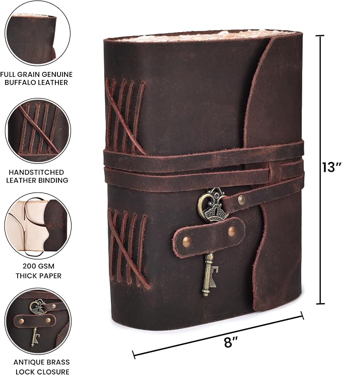 LEATHER VILLAGE Vintage Leather Journal – 200 Handmade Vintage Deckle Edge - Image 5
