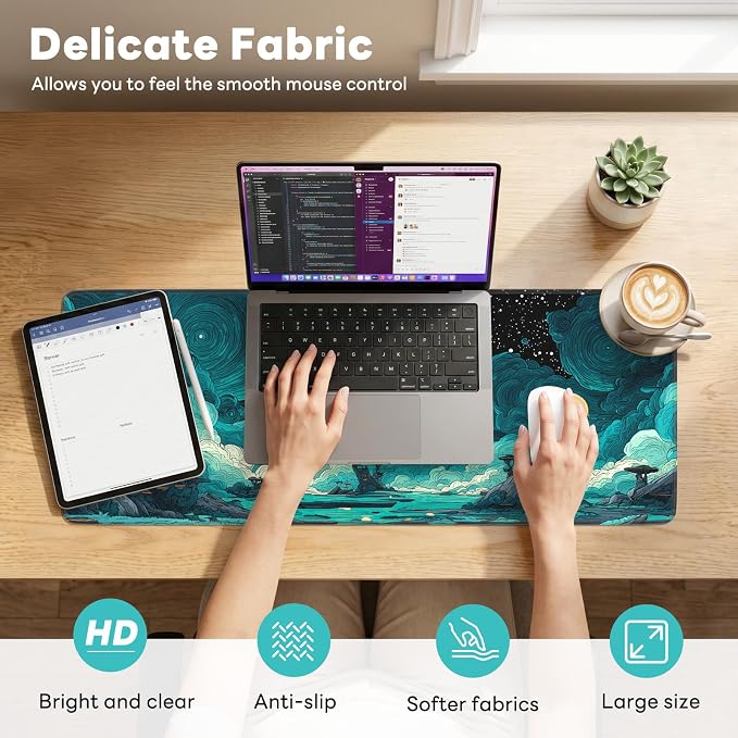 Desk Mat, Big Desk Pad, 31.5x11.8 Inches Extended Big Gaming Mouse Pad - Image 2